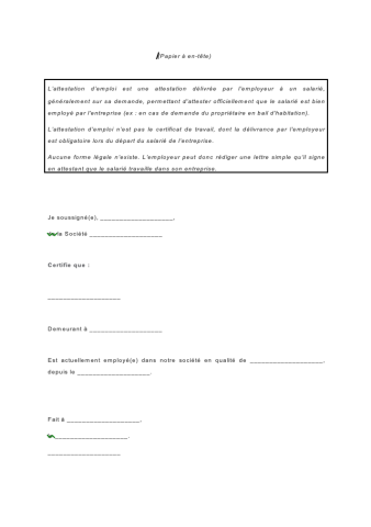 Attestation d'emploi