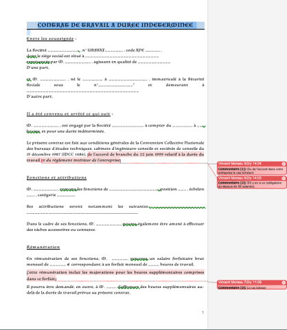 CONTRAT DE TRAVAIL A DUREE INDETERMINEE