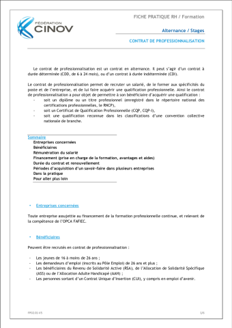 Contrat de professionnalisation